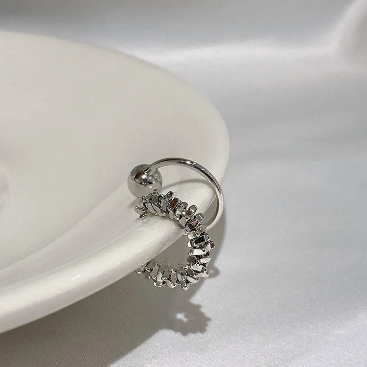 Geometric irregular frosty style alloy ear clip earrings for women.