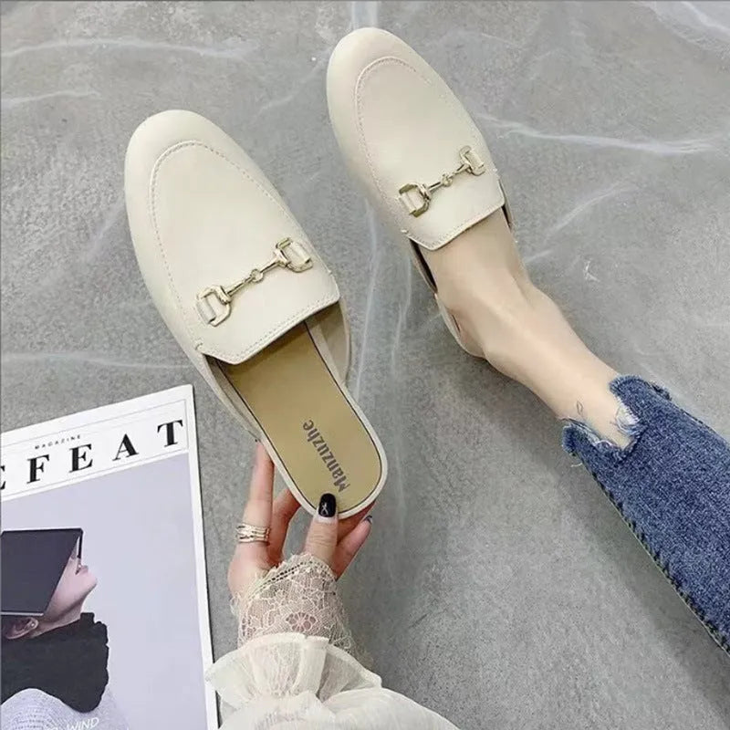 Women's PVC closed toe slippers with buckle fastening in three colour options