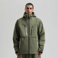 Waterproof padded ski coat in khaki with breathable windproof polyester shell and imitation silk cotton filler