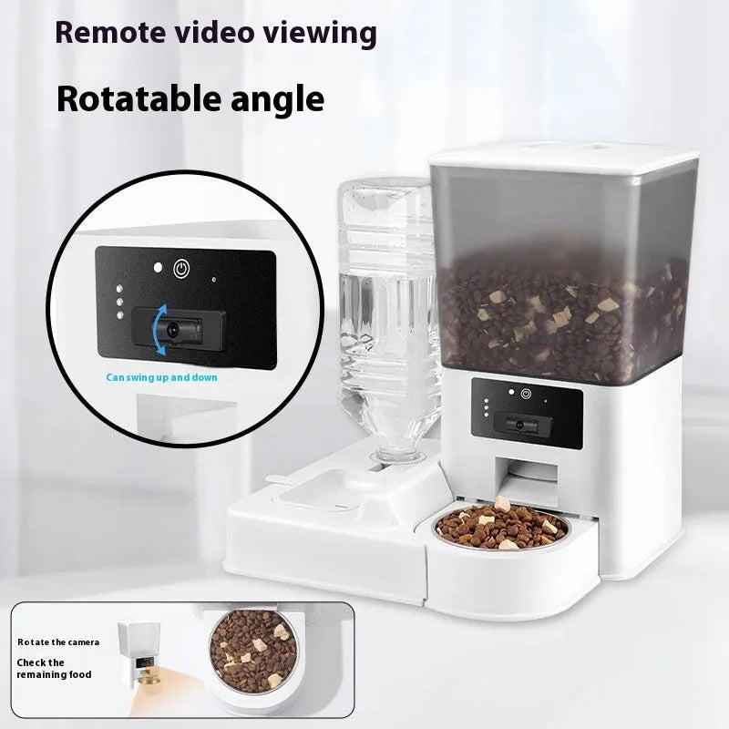 5L intelligent pet feeder with stainless steel bowl for remote timed feeding of dogs and cats