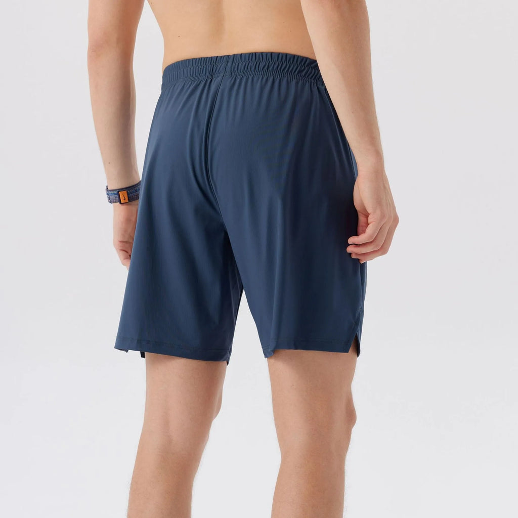 Men's black ice silk sports shorts with mid waist construction and nylon breathable fabric