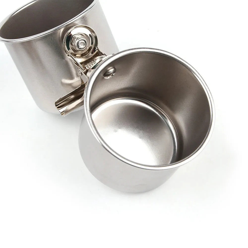 Stainless steel outdoor bird feeder for cages, shown in natural metallic finish.