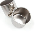 Stainless steel outdoor bird feeder for cages, shown in natural metallic finish.