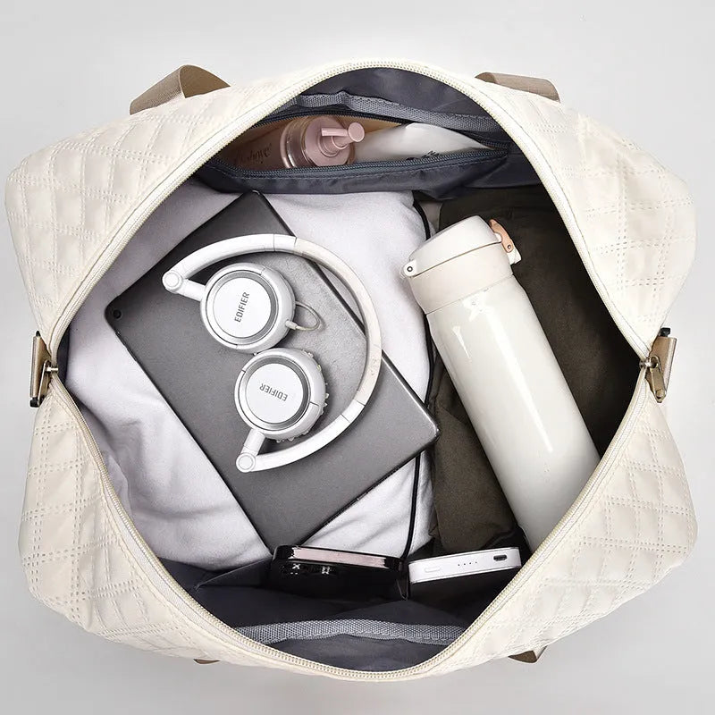 Oxford cloth leisure travel bag with sewing thread detailing in solid colour options