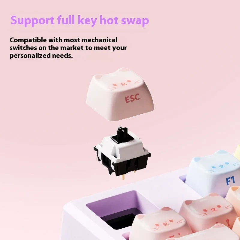 MG108B colour candy cat mechanical keyboard with piano-style keys and Bluetooth connectivity