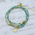 Xiaomi turquoise round beads bracelet with three-ring pull-out adjustable mechanism in Korean style