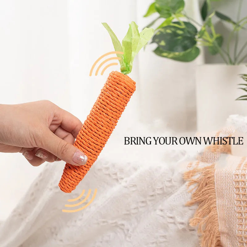 Cat toys set with carrot-shaped paper toys, ringing stones, dental sticks, and interactive elements in two size options