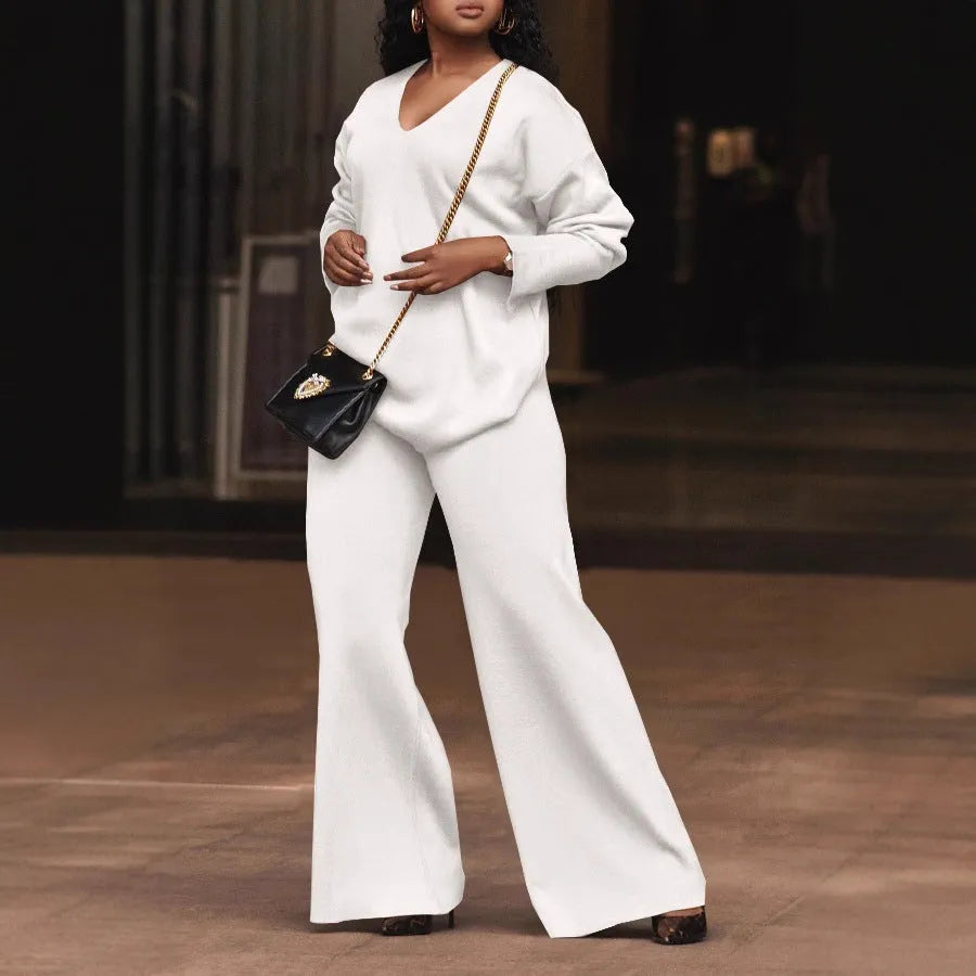 Women's brown suede velvet two-piece suit with split sleeves and matching trousers in Japanese Korean casual style
