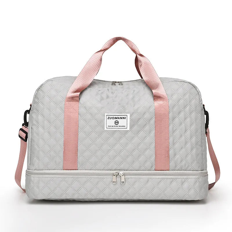 Oxford cloth leisure travel bag with sewing thread detailing in solid colour options
