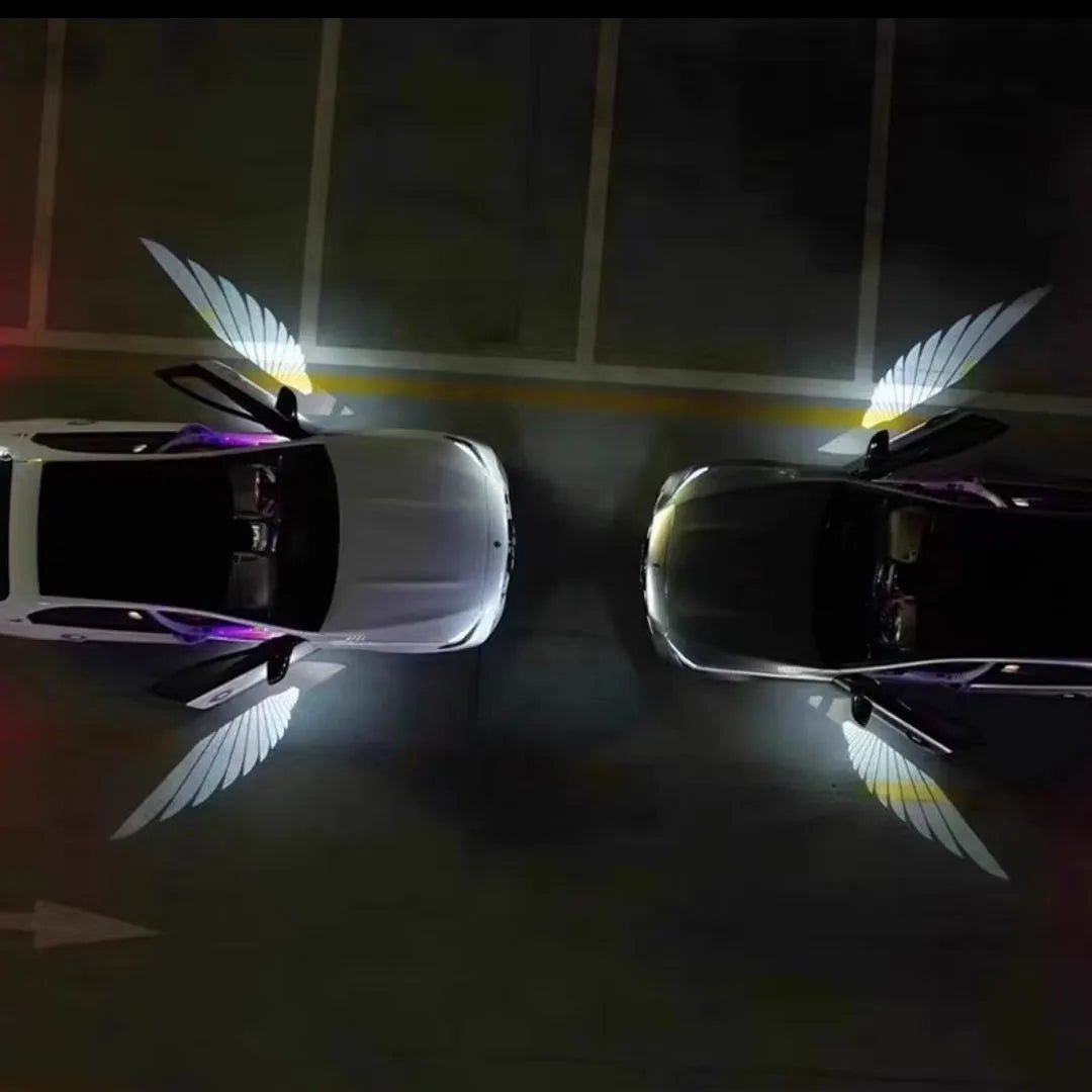 Aluminium car rearview mirror courtesy lamp with angel wing light projection