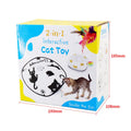 Coloured plastic self-grooming cat teaser toy with a rotating ball for interactive play.
