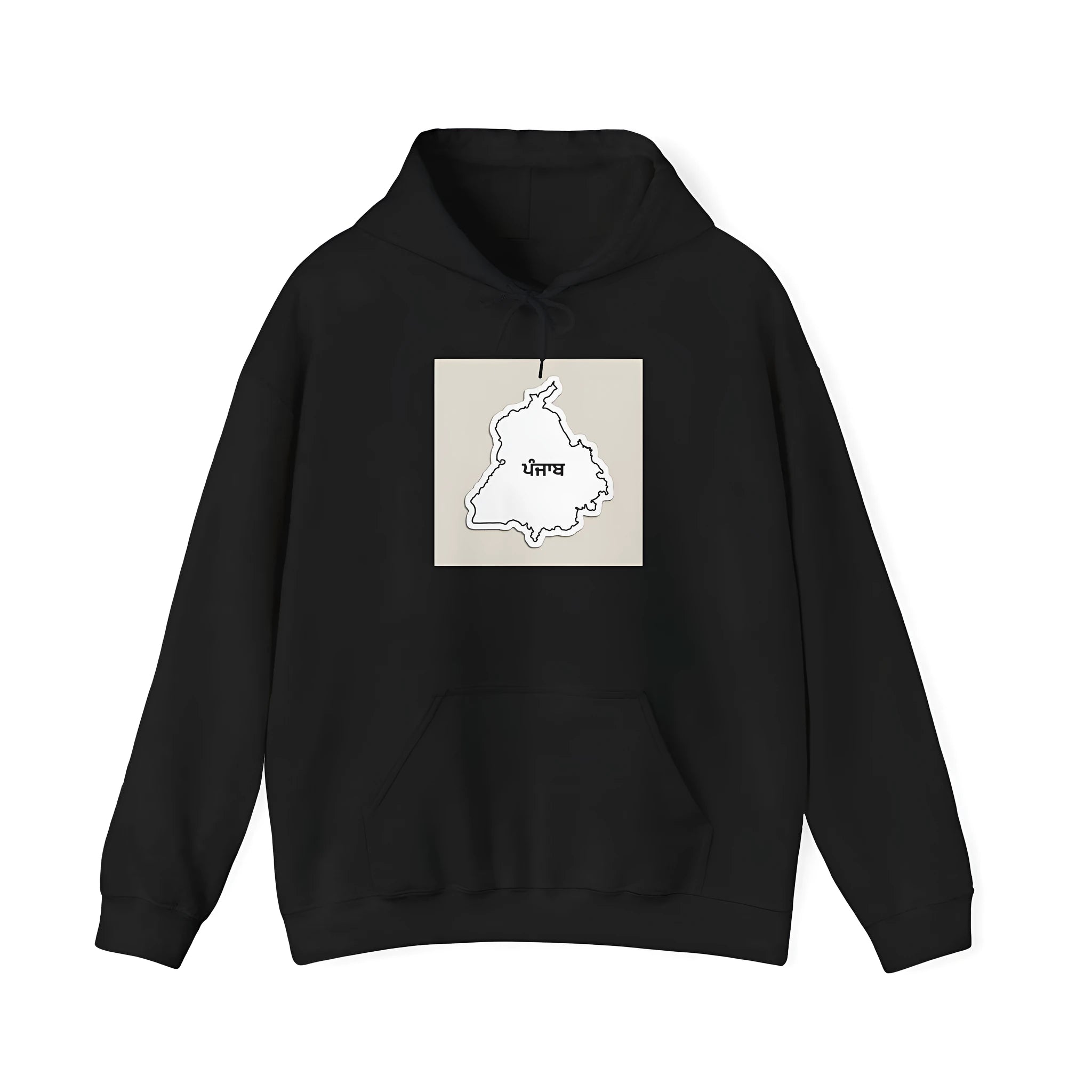 Black loose fit drop-shoulder sleeve casual hoodie with kangaroo pocket