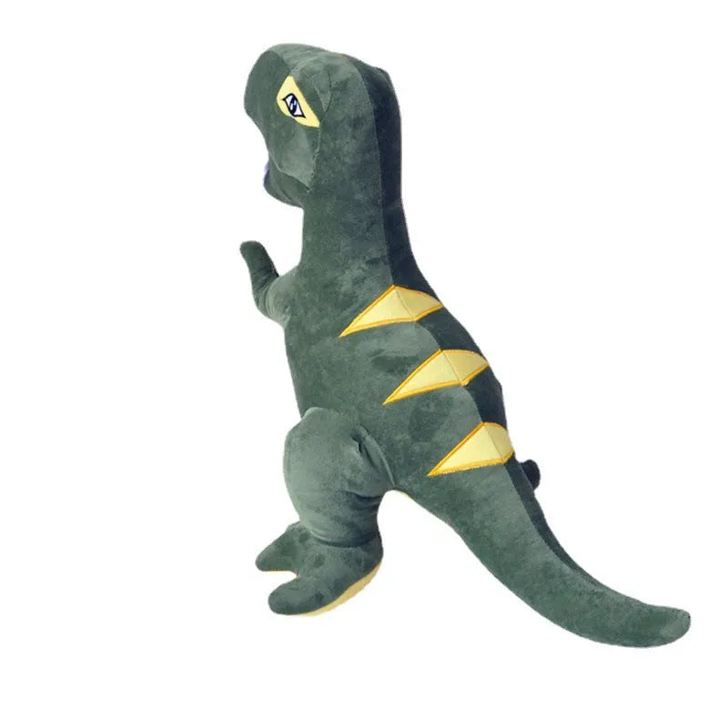 Green Tyrannosaurus dinosaur plush toy with reversible sequins and soft short plush material