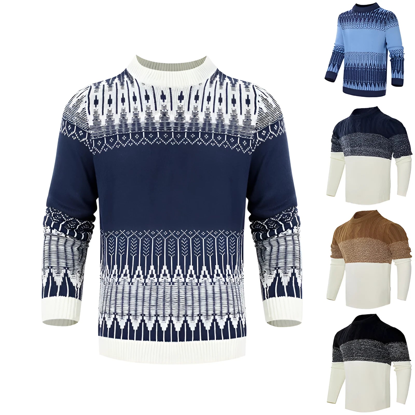 Men's knitted pullover sweater in long sleeve design for autumn and winter wear