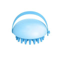Blue silicone pet bathing brush with soft nubs for massaging and cleaning cats or dogs.