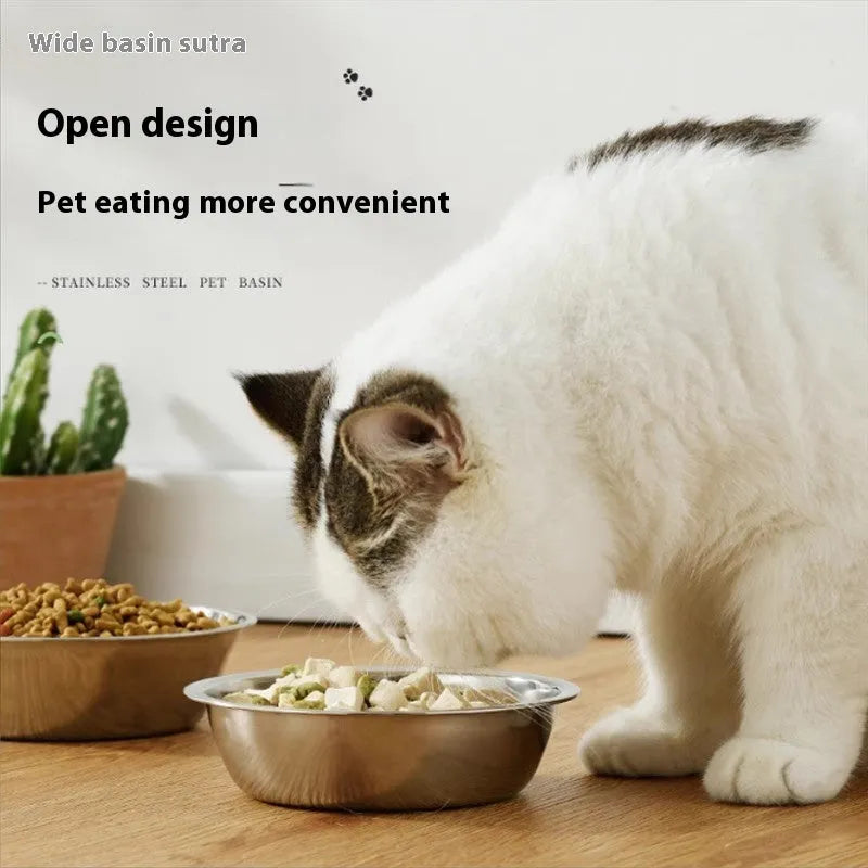 Stainless steel pet bowl for cats and dogs with non-slip design