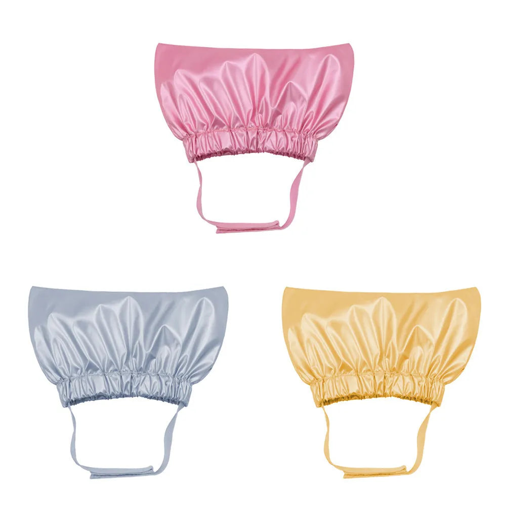 Pet shower cap for dogs and cats in gold colour with adjustable ear protection