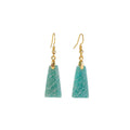 Amazonite trapezoid earrings with geometric design in gold or silver finish