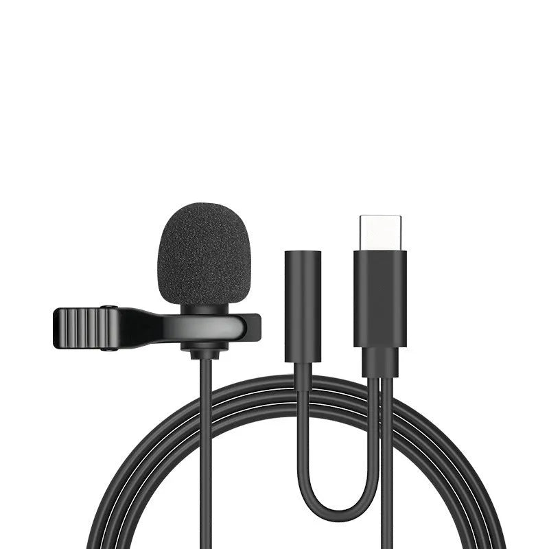 Wired lavalier lapel microphone with 3.5mm plug for iPhone and mobile device recording