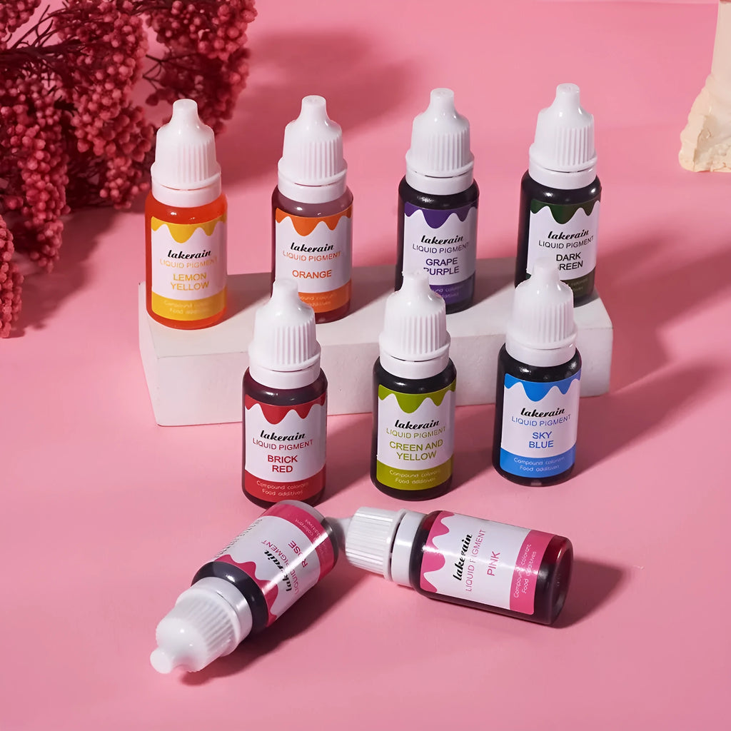 24-colour food pigment set with bottles, lip gloss, toolbox, gloves, and craft accessories