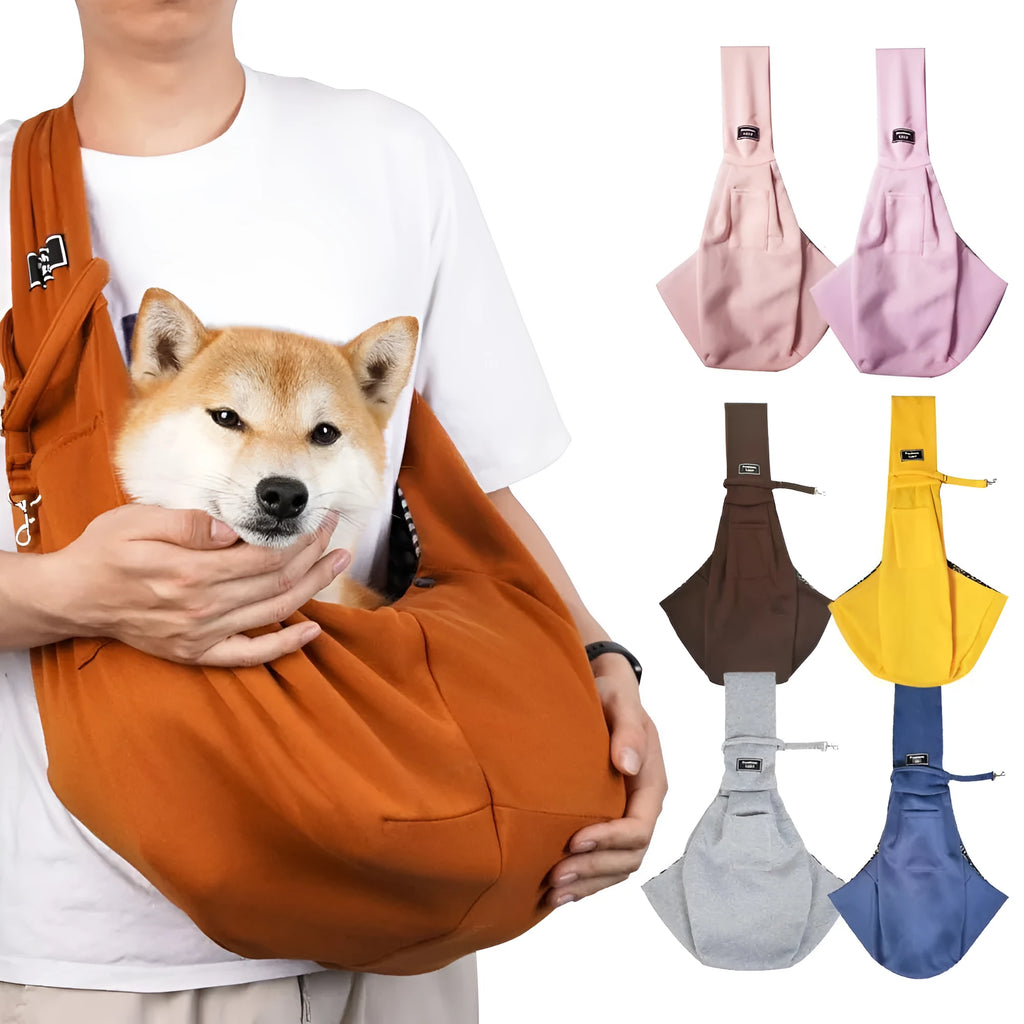 Folding cat carrier backpack shown in blue with large mesh ventilation windows and adjustable shoulder straps