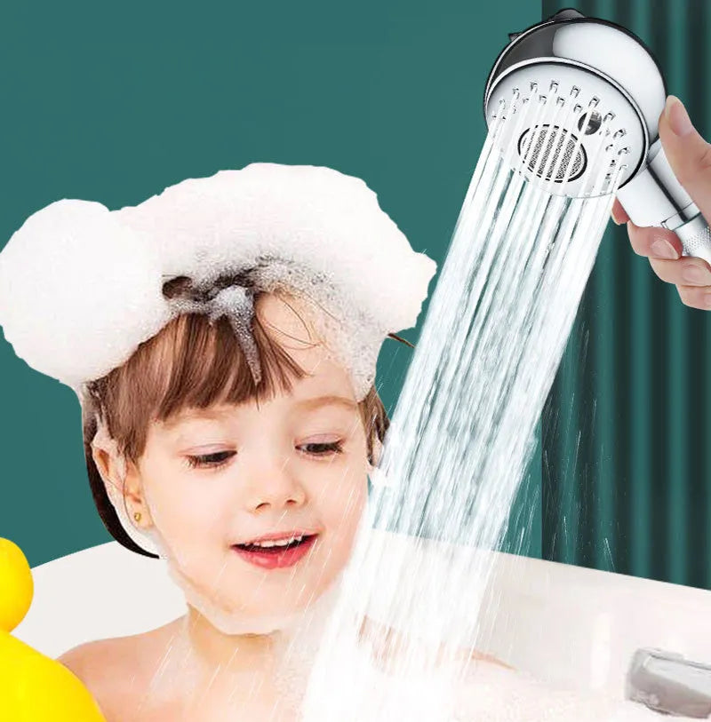 Silver ABS plastic pet shower head with gentle flow non-pressurized design