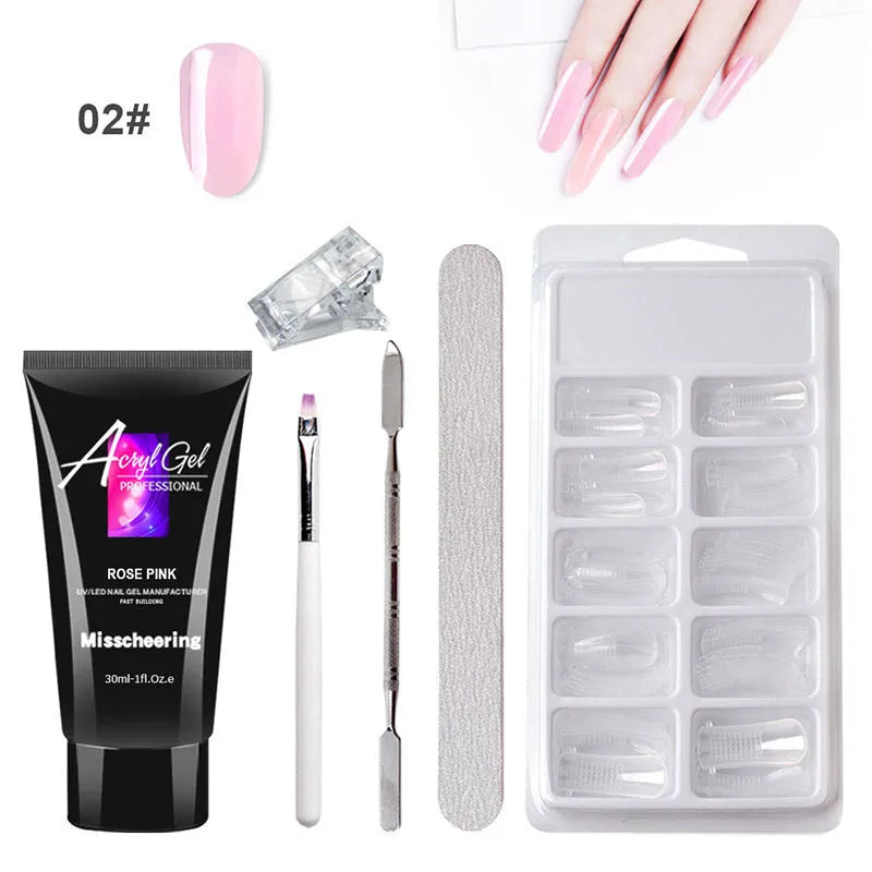 Jodsone painless gel nail kit with 30ml crystal gel, UV LED lamp, and 18-piece tool set in leather case