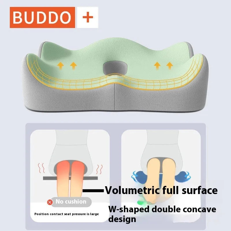 Memory foam seat cushion with waist support and tail vertebra decompression in volunteer material