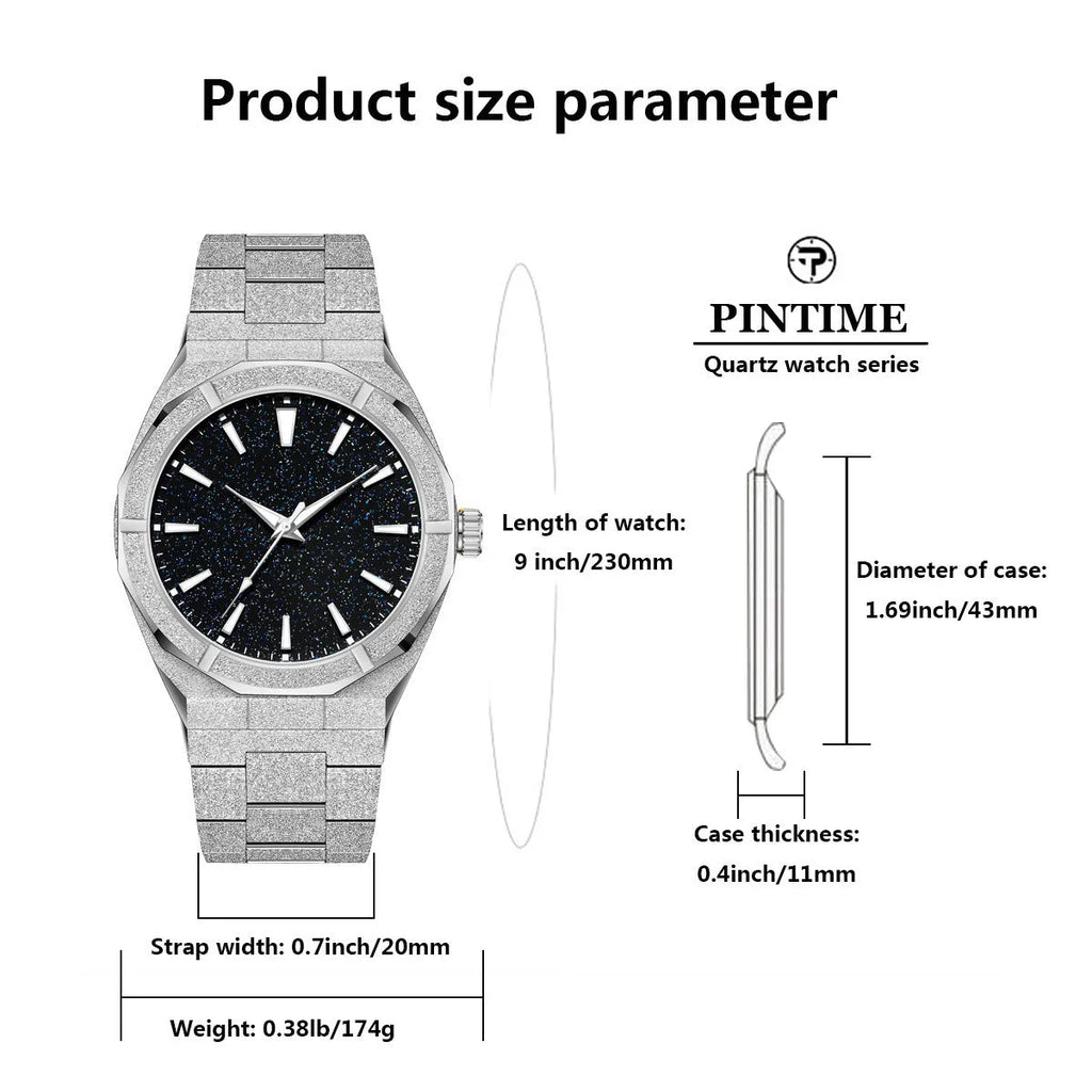 Stainless steel business men's watch with luminous frost finish in 11mm thickness