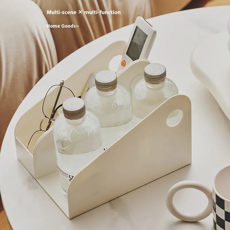 Plastic desktop storage box set with two grids in Milk Coffee colour