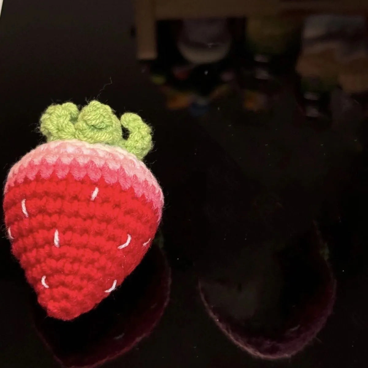 Soft plush strawberry pendant keychain in pink or red colour options