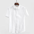 Men's casual square collar linen short sleeve shirt in loose cardigan style