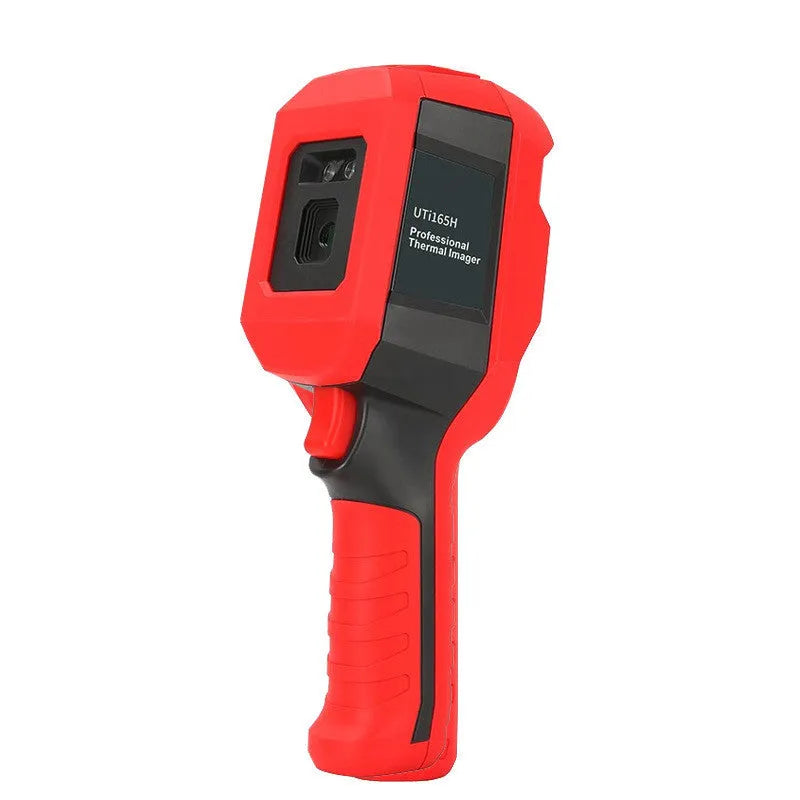 UTi series handheld infrared thermal imager with LCD screen showing a thermal image of an electrical panel.