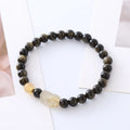 Handmade natural obsidian pi xiu bracelet with retro ethnic style, gold obsidian or red flower colour options