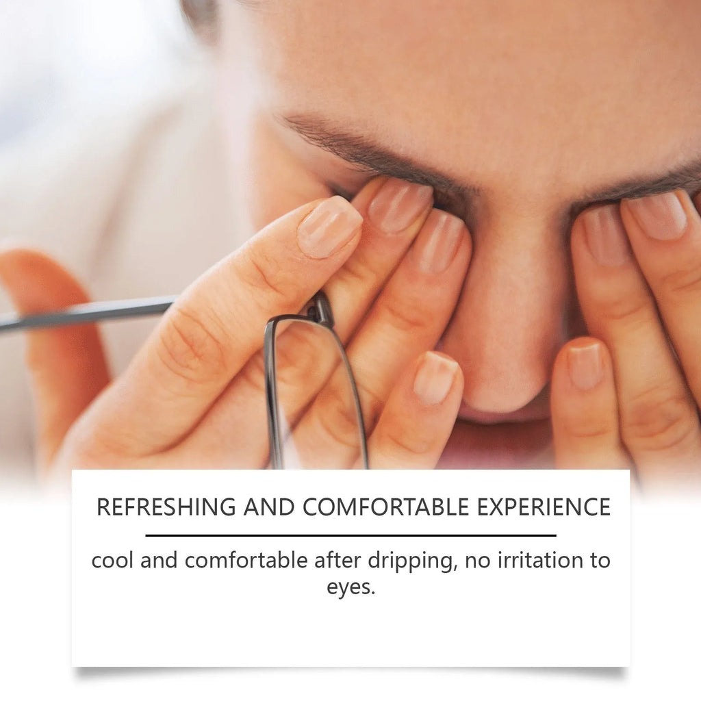 15ml bottle of moisturising eye drops with mint leaf and sodium hyaluronate for dry eyes