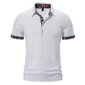 Men's turnover neck polo shirt in cotton blend fabric available in white, black and navy blue colours