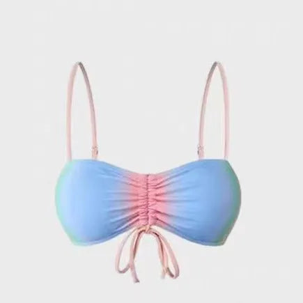 Women's lace-up triangle bikini swimsuit with matching pants in colour matching options