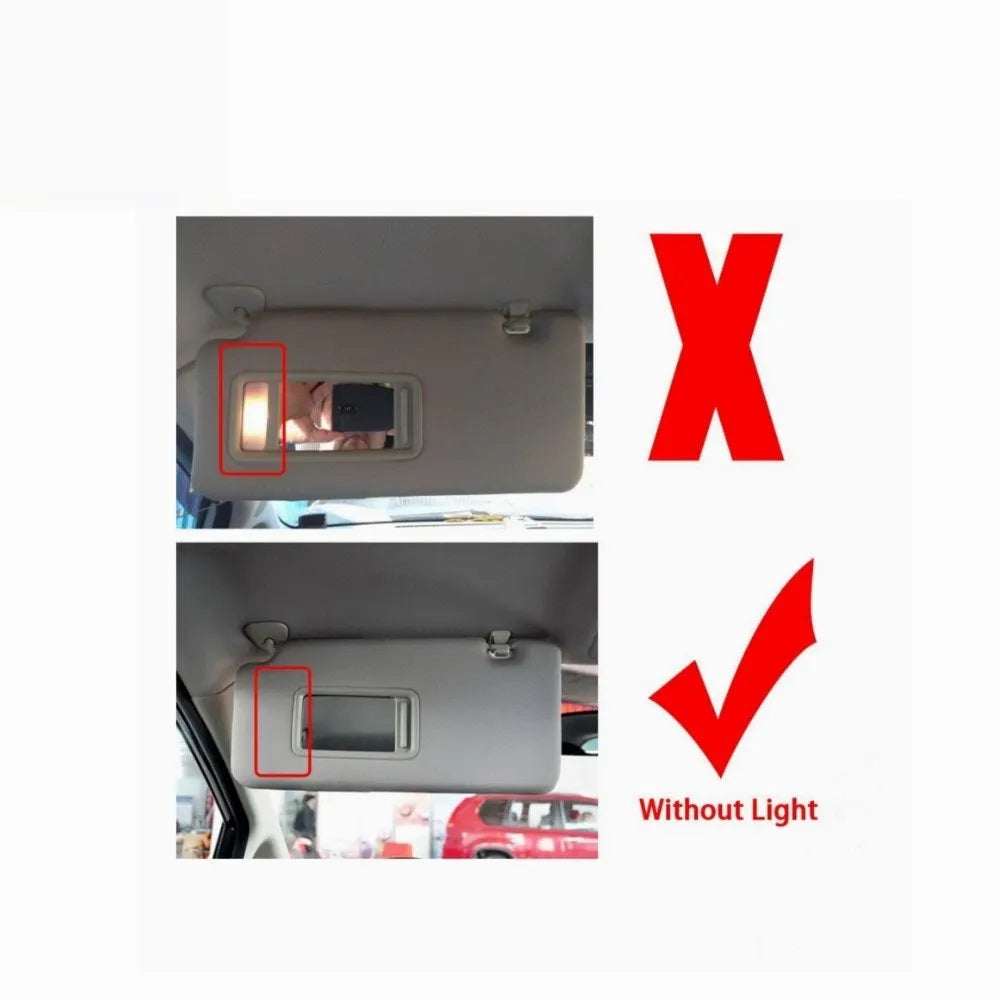 Beige sun visor with cosmetic mirror for Nissan Lida 2005-2012 vehicles showing 43cm length