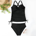 Women's solid colour high-waisted one-piece swimsuit in nylon fabric.