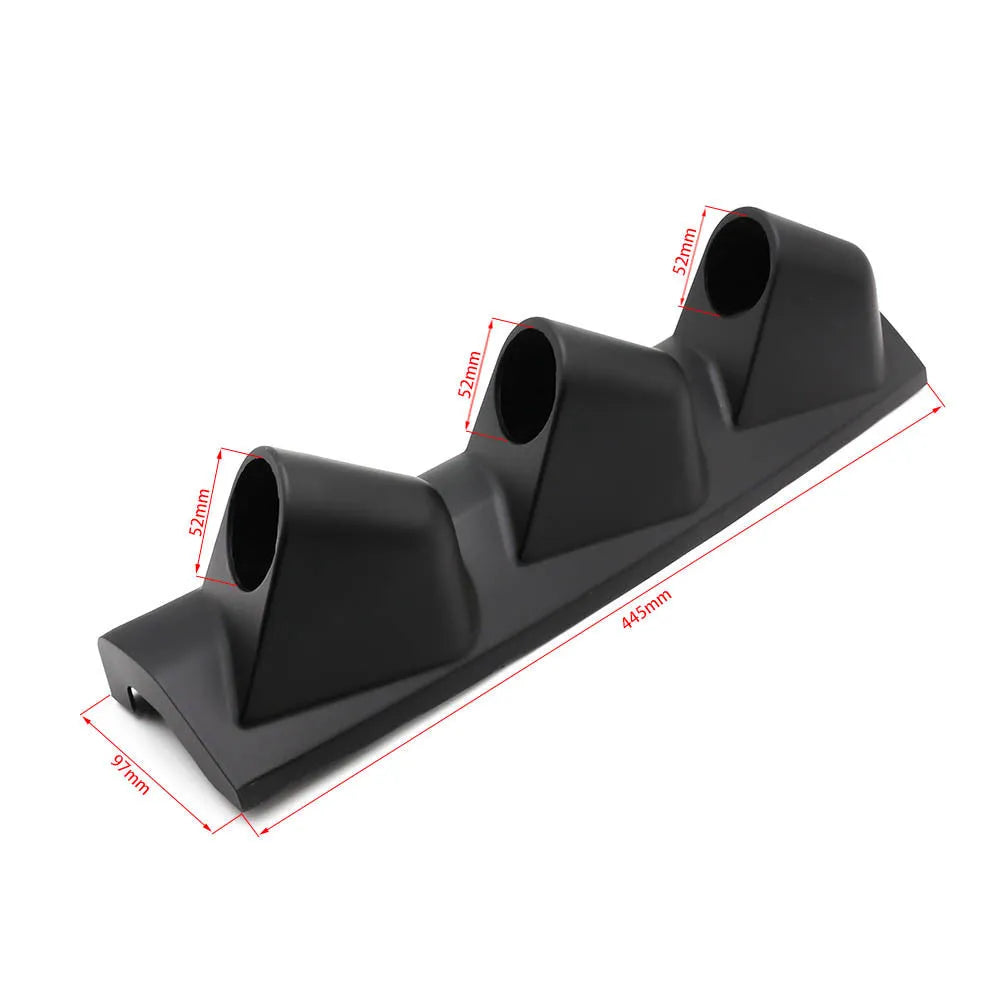 Black three-hole car instrument frame for 52mm gauges in right-hand drive vehicles