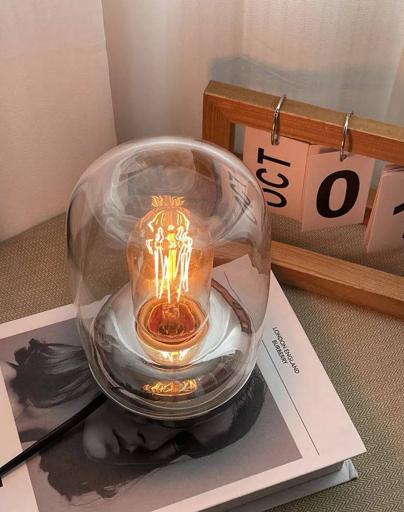 Geometric clear glass essential oil lamp with modern design measuring 20cm square