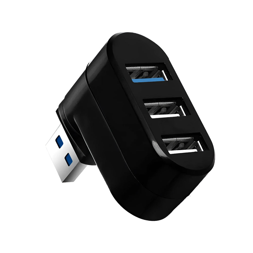 Black or white USB rotary splitter with four USB 3.0 ports for computer connectivity expansion