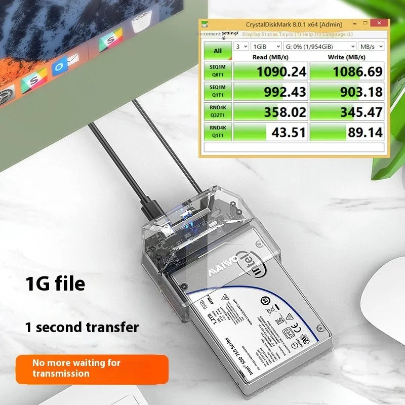 Readwrite Seat K108U external hard disk reader docking station in ABS plastic and aluminium alloy with data cables