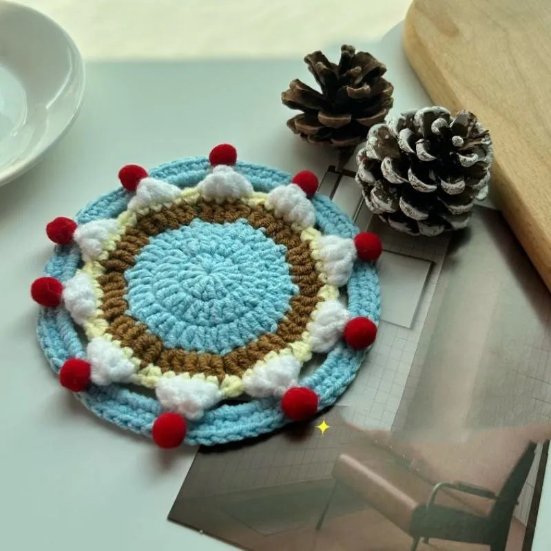 Wool cake coaster bag with 9cm diameter base for cupcakes and desserts