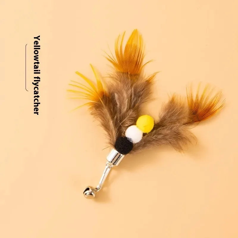 Steel wire cat toy replacement head with small flying insects design for scratch-resistant play