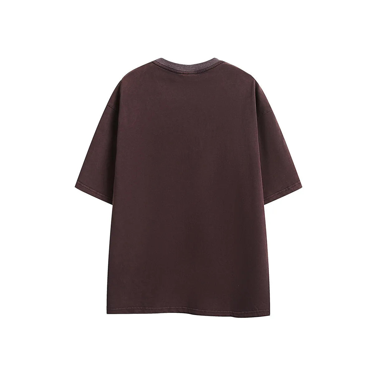 Men's loose fit purple cotton short-sleeved t-shirt with embroidered detail and a washed retro finish.