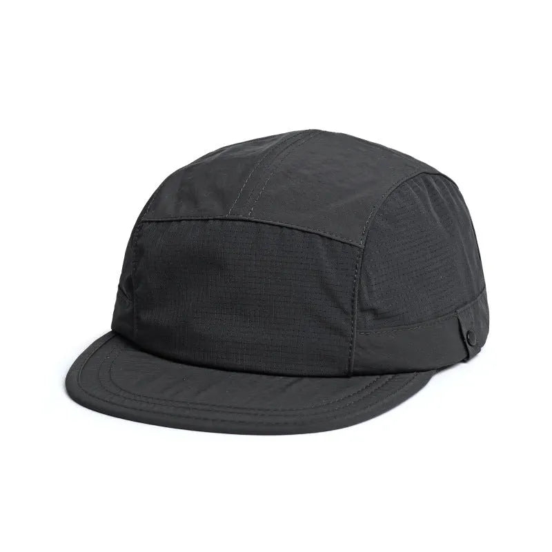 A dome crown style sun hat in army green polyester fabric, shown on a neutral background.