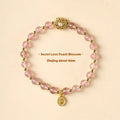 Hand-woven crystal bracelet with gray moonstone, sunstone, and strawberry quartz 6mm beads