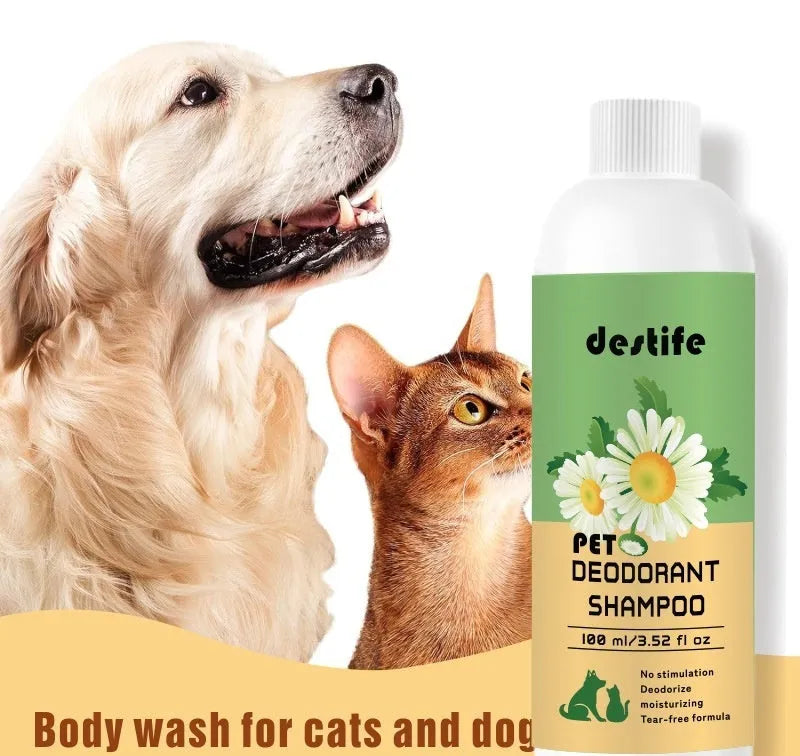 100ml bottle of pet shampoo and conditioner for dogs and cats