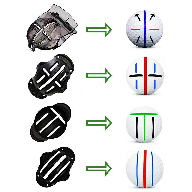 Golf putting alignment tool set with scribers and drawing pens for ball and green marking